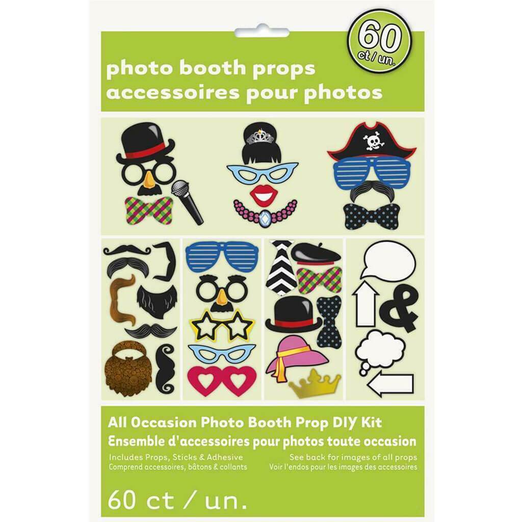 Photo Booth Props Kit Assorted 60ct