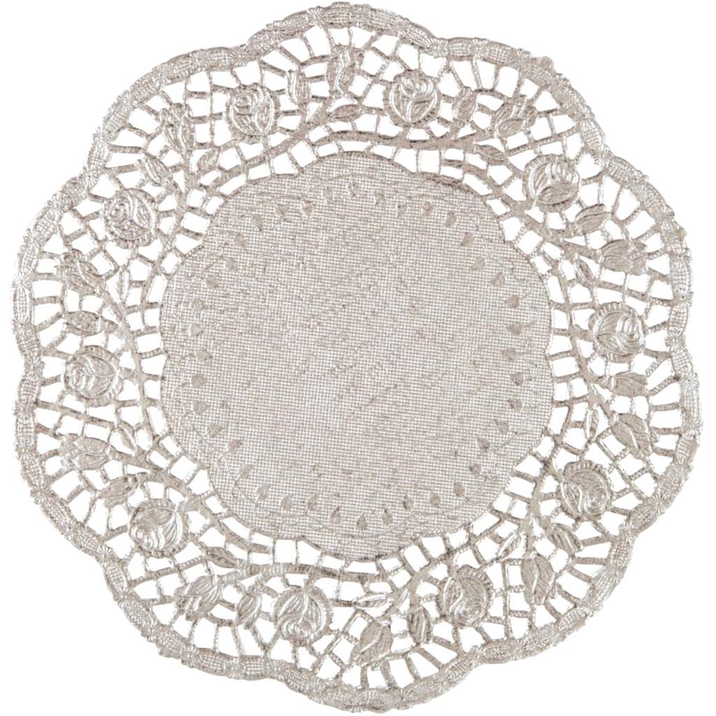 Foil Doilies 8.25in 4ct, Silver 