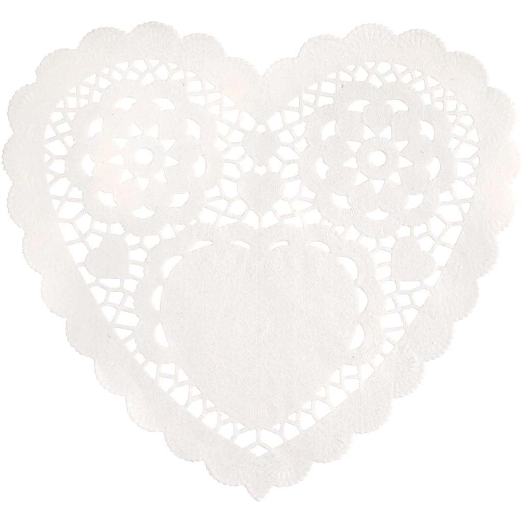 Heart Doilies, 6in 30ct, White 