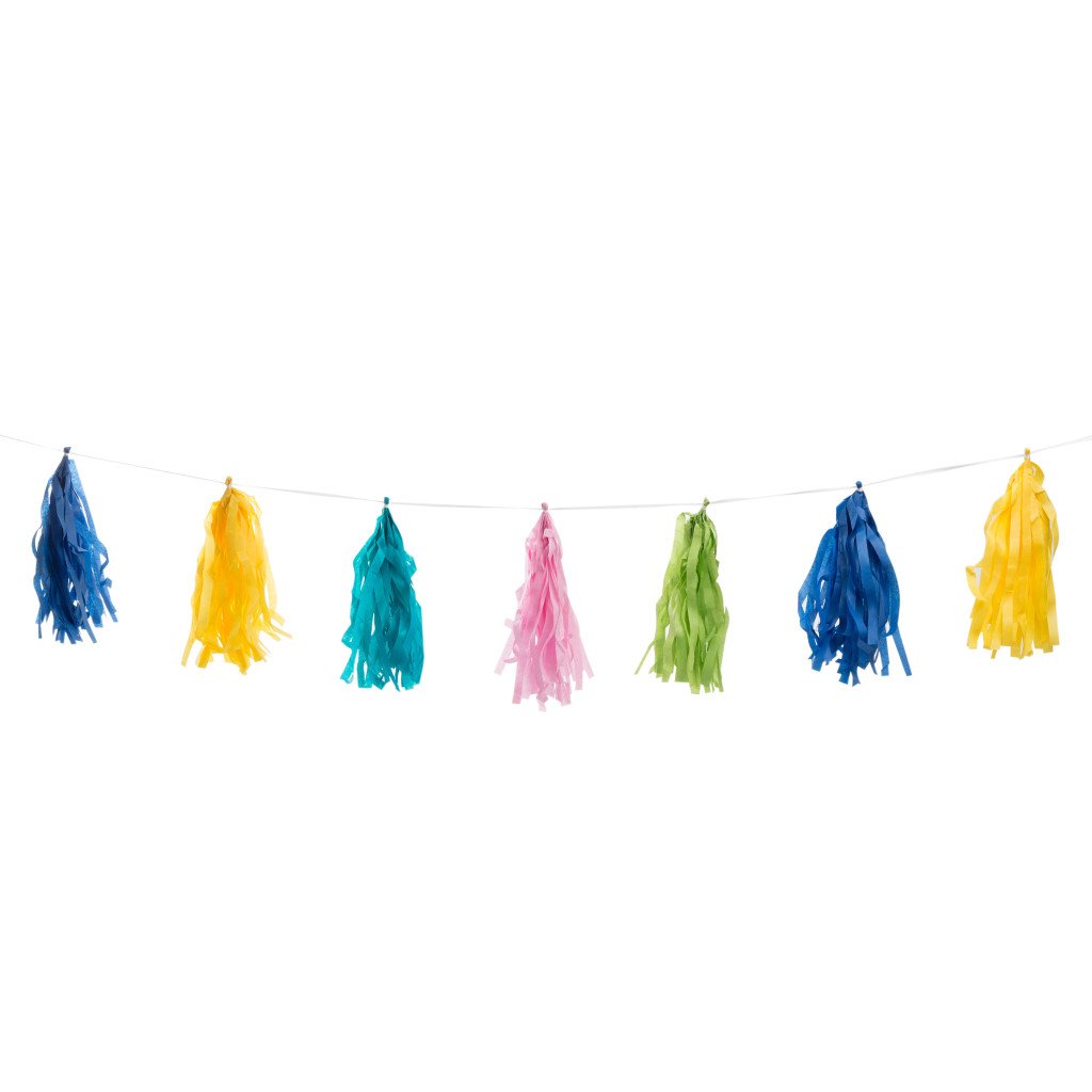 Multi Color Tissue Tassel Garland, 9ft 