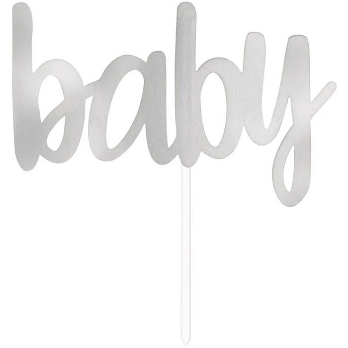 Cake Topper Silver Foil Baby" Baby Shower 