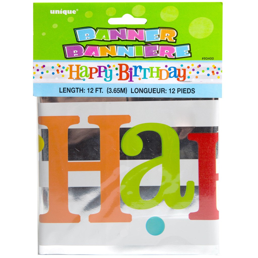 Foil Dotted Rainbow Happy Birthday Banner, 12ft 