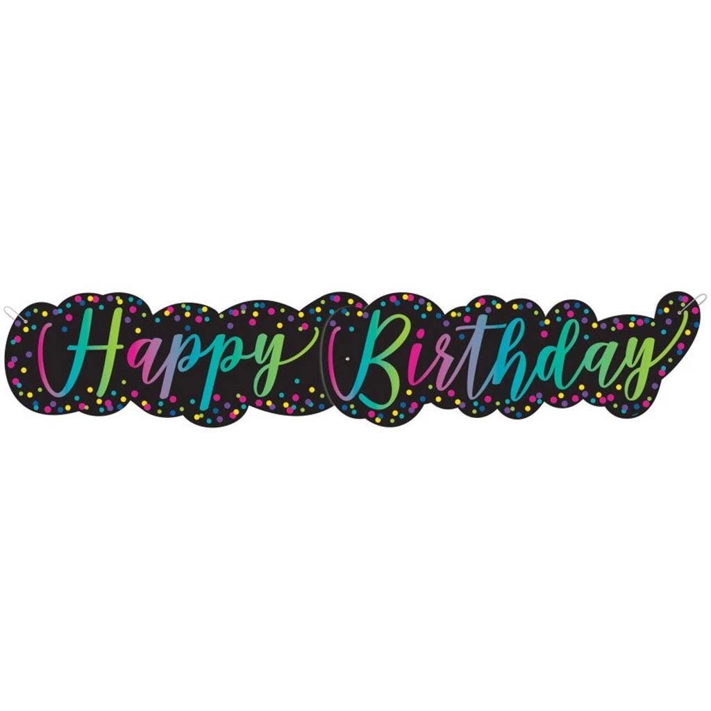 Giant Jointed Banner 4.5 ft Neon Script Happy Birthday 