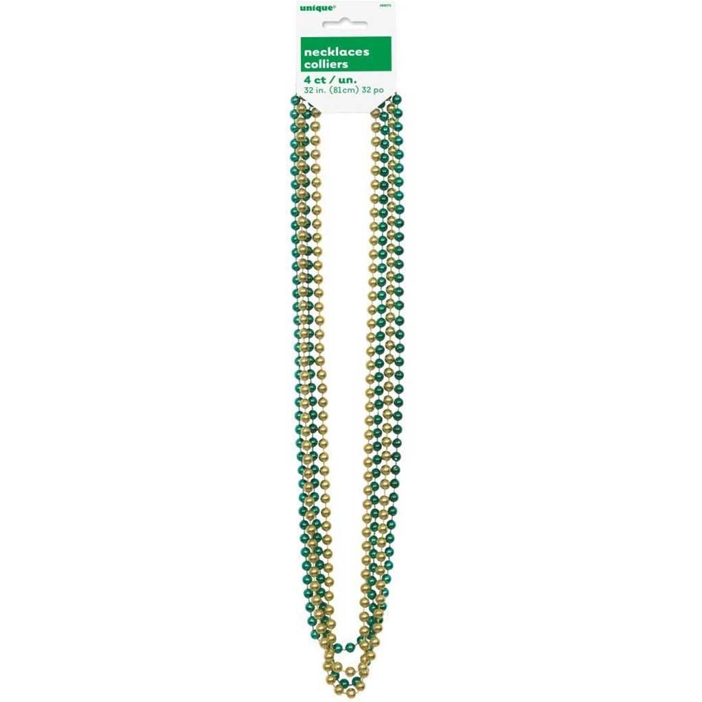 Bead Necklaces 32in 4ct, Gold and Green 