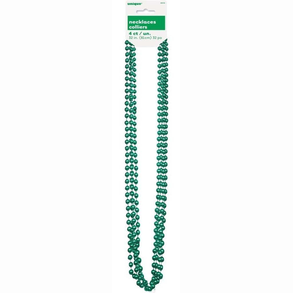 Green Metallic Bead Necklaces 32in 4ct, 