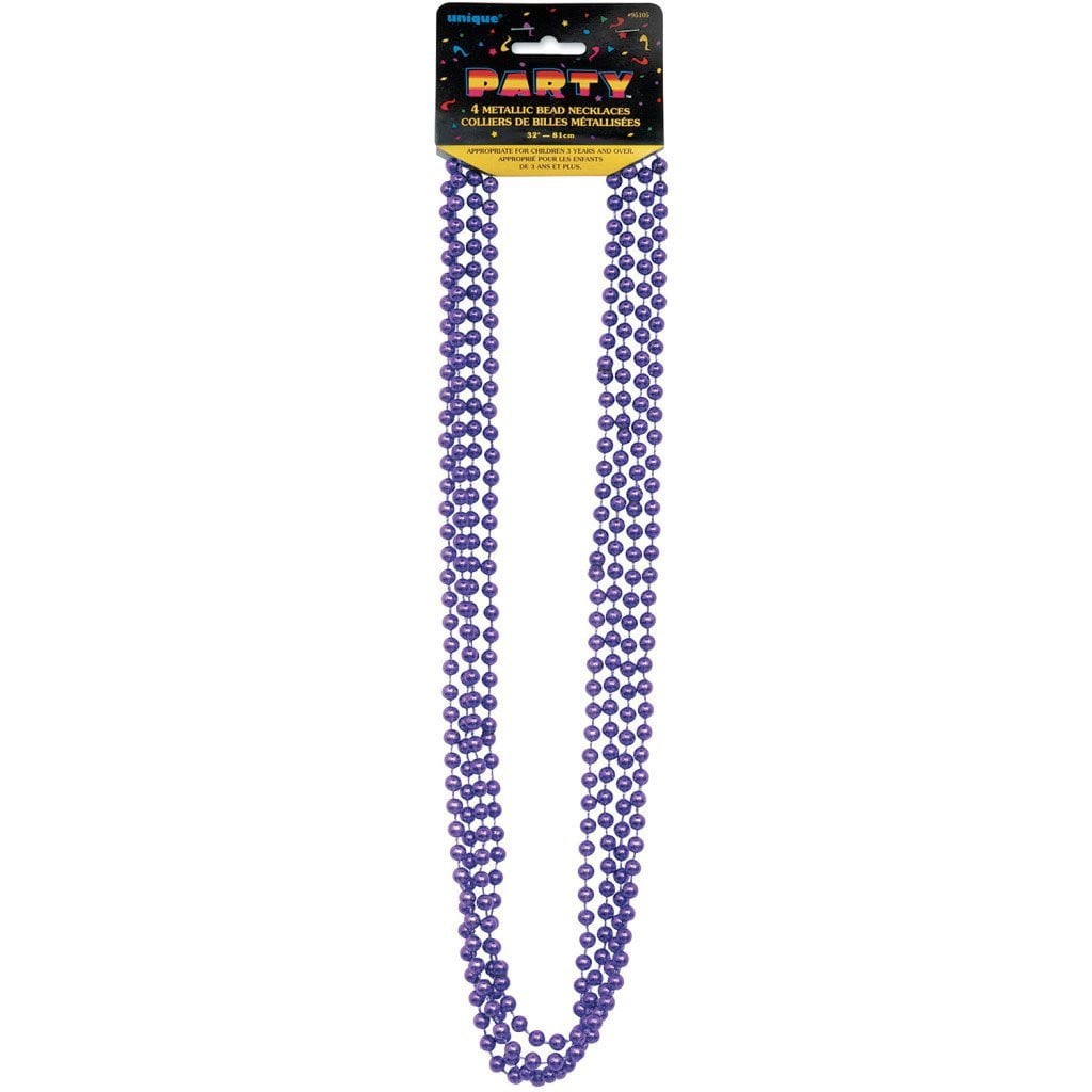 Bead Necklaces 32in 4ct,Purple Metallic 