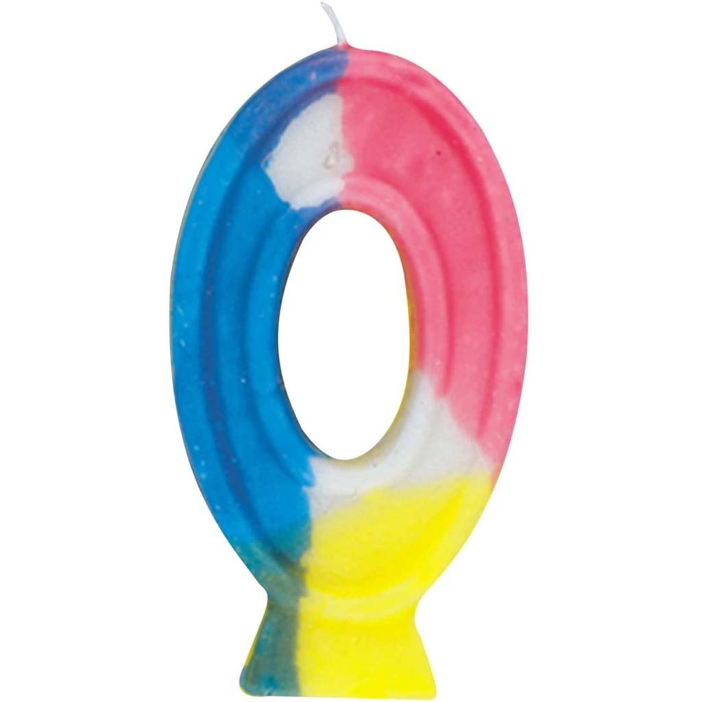 Number 0 Rainbow Birthday Candle 