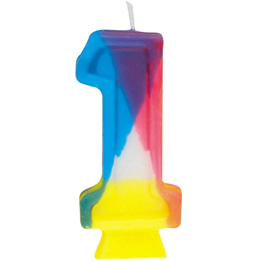 Number 1 Rainbow Birthday Candle 