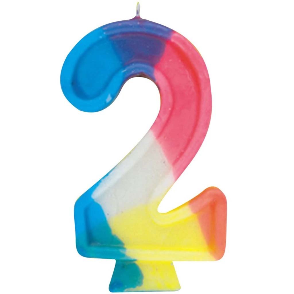 Number 2 Rainbow Birthday Candle 