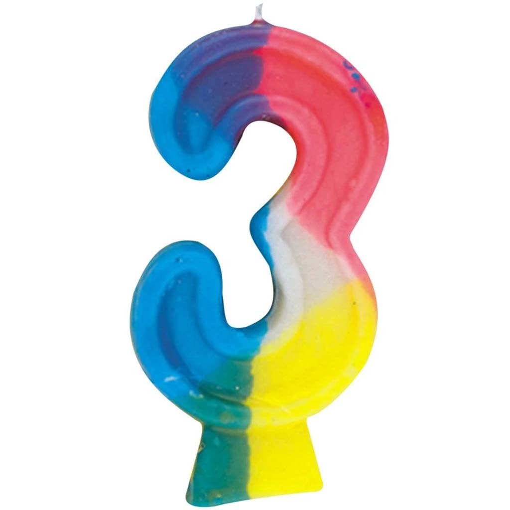 Number 3 Rainbow Birthday Candle 