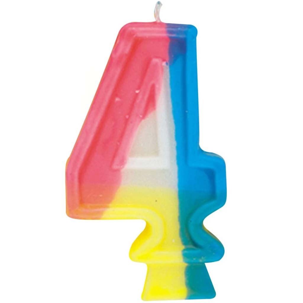 Number 4 Rainbow Birthday Candle 