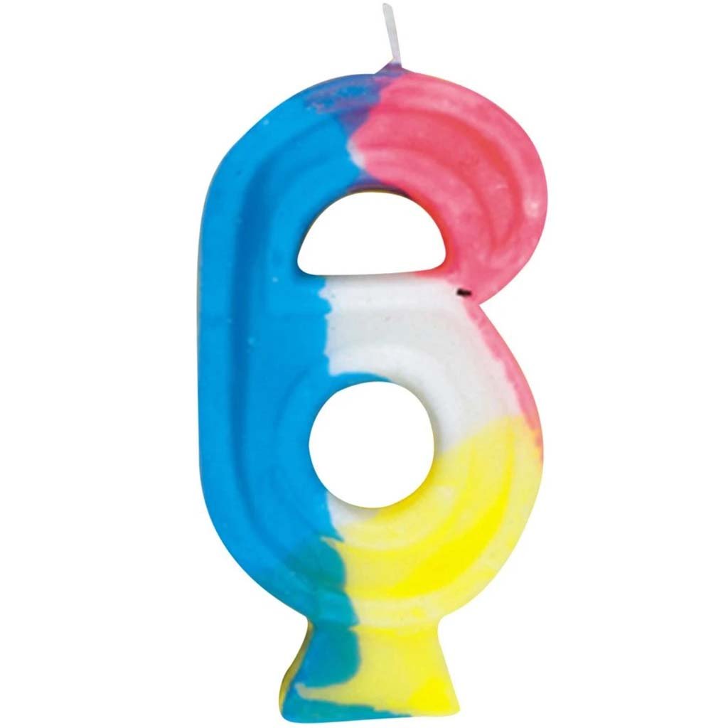 Number 6 Rainbow Birthday Candle 