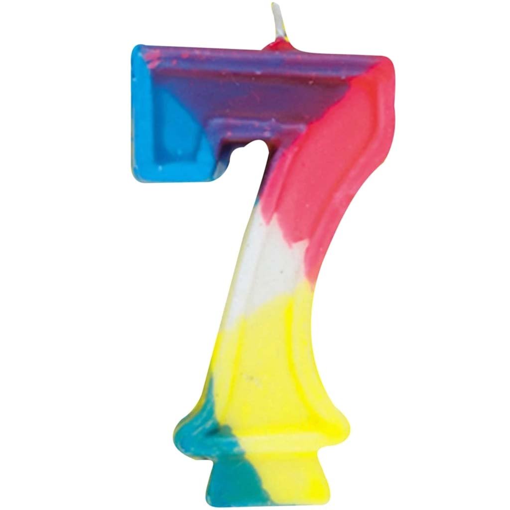 Number 7 Rainbow Birthday Candle 