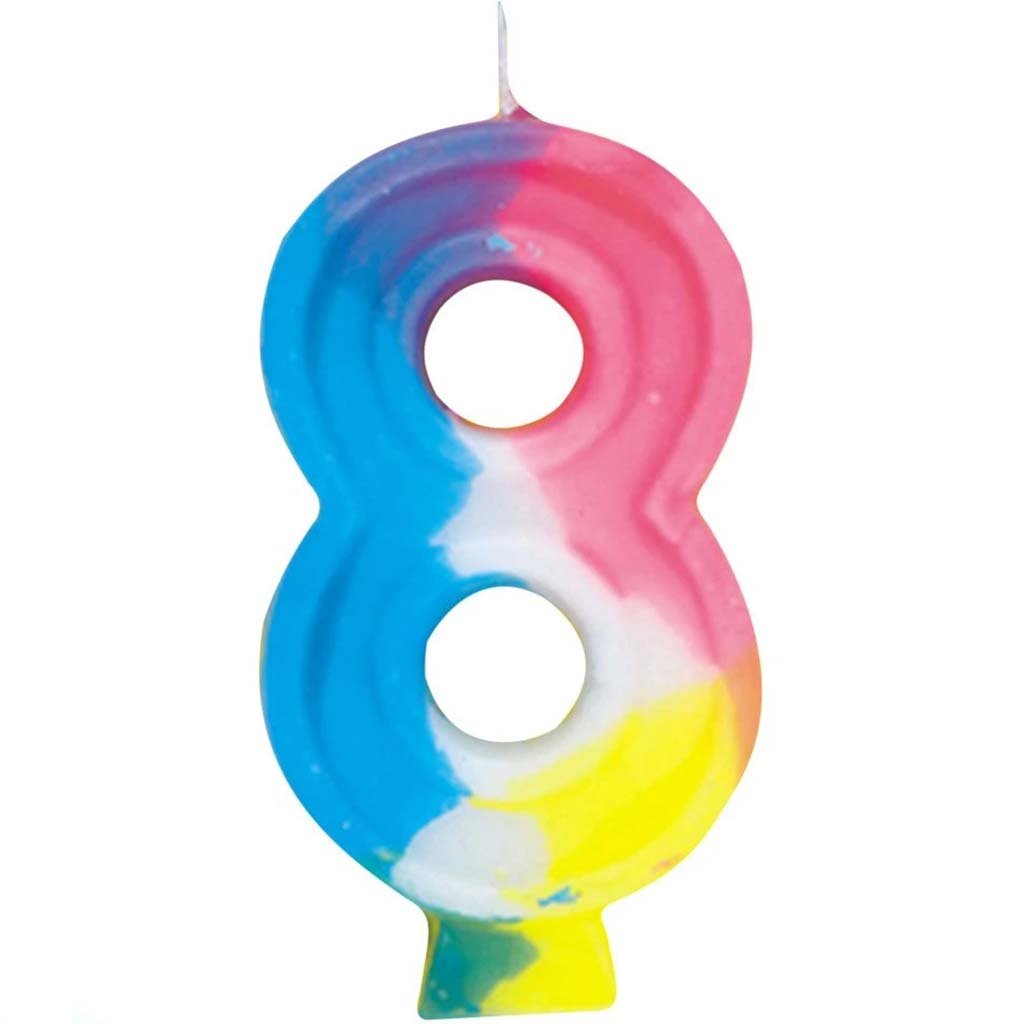 Number 8 Rainbow Birthday Candle 