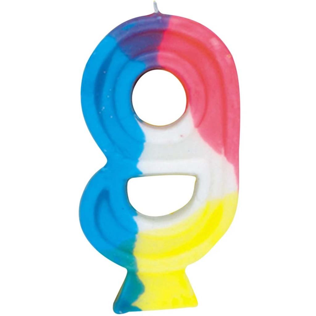 Number 9 Rainbow Birthday Candle 