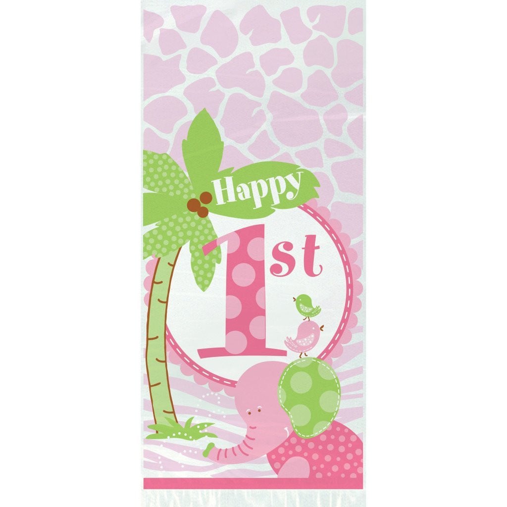 Cellophane Bags, 20ct, Pink Safari 1st Birthday 