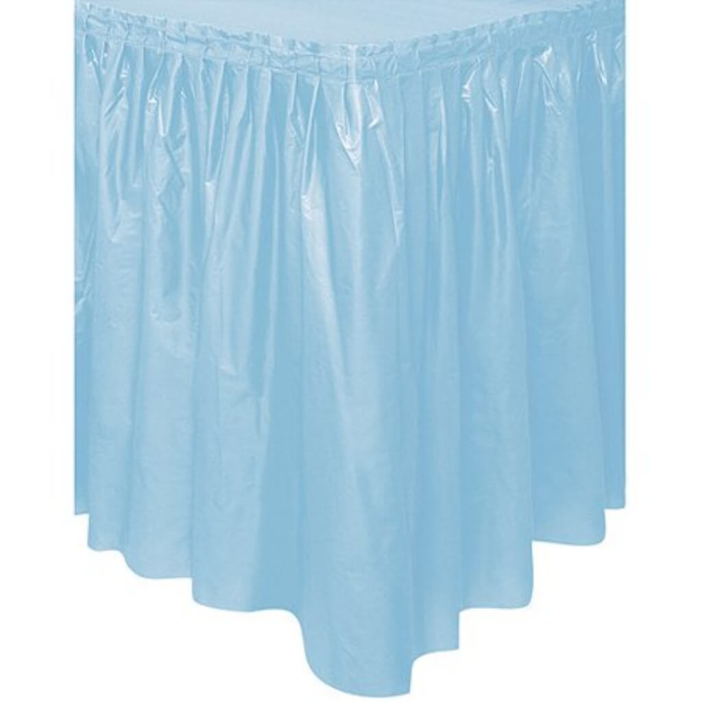 Plastic Table Skirt, 29in x 14ft, Baby Blue 