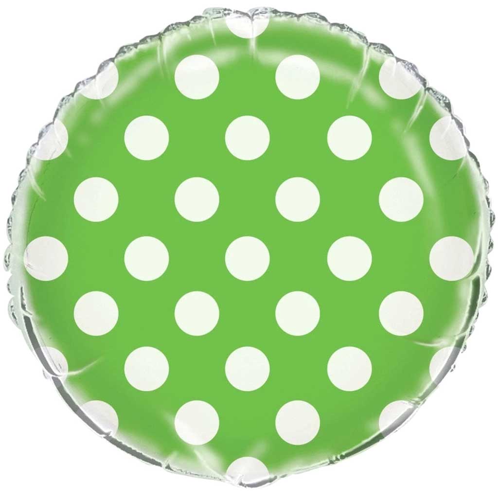 Round Foil Balloon 18in, Lime Green Dots 