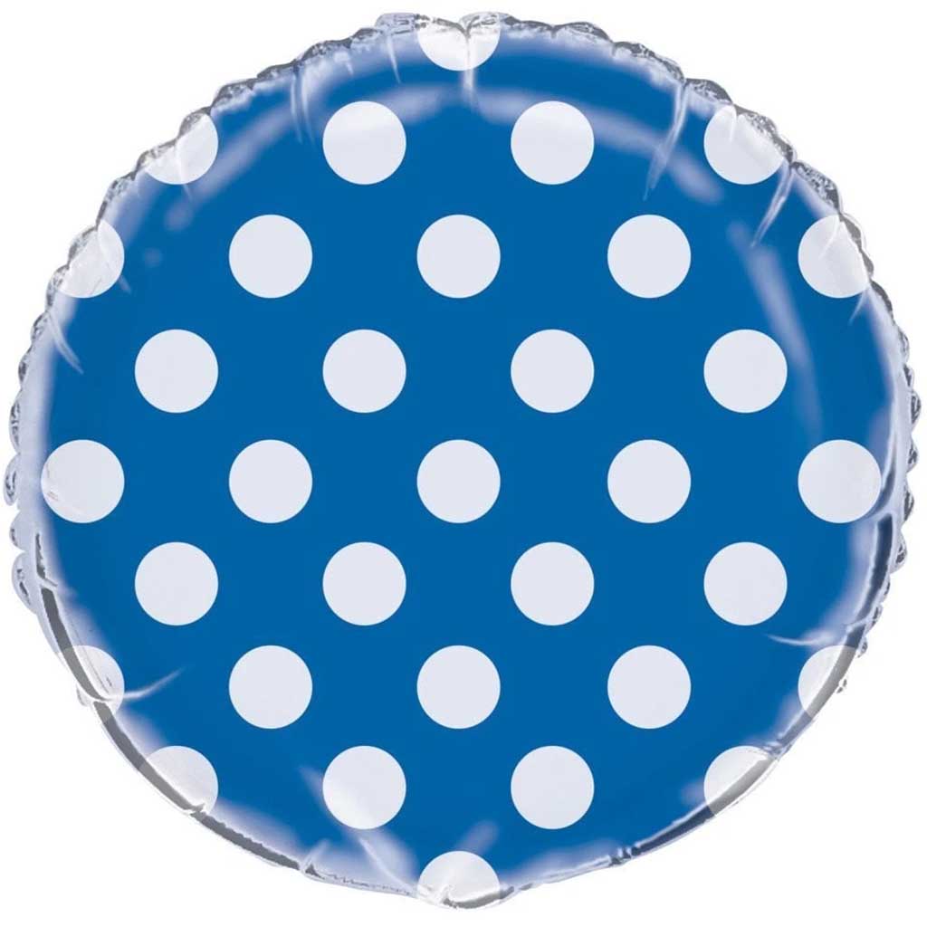 Round Foil Balloon 18in, Royal Blue Dots 