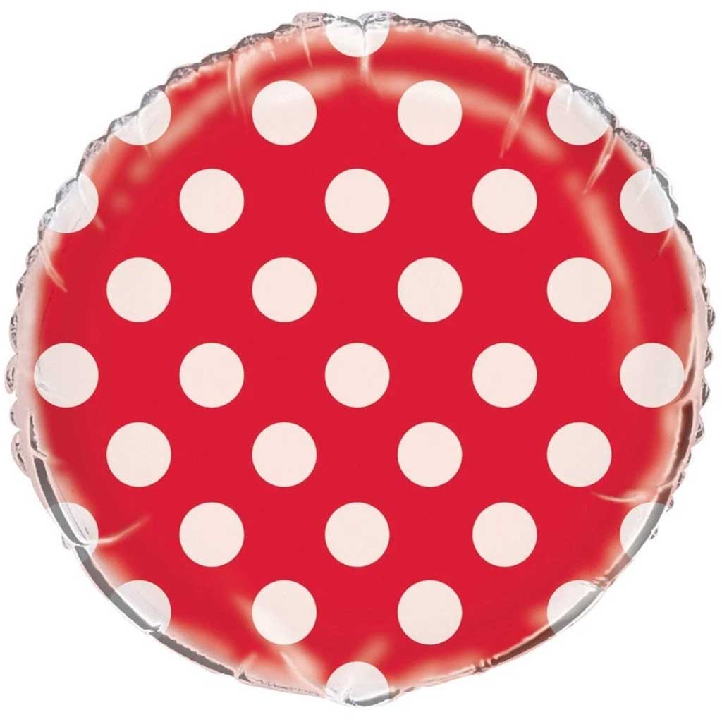 Ruby Red Dots Round Foil Balloon 18i, 