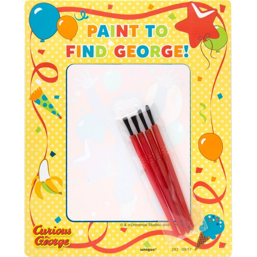 Magic Watercolor Paint Cards with Brushes 4ct, Curious George 