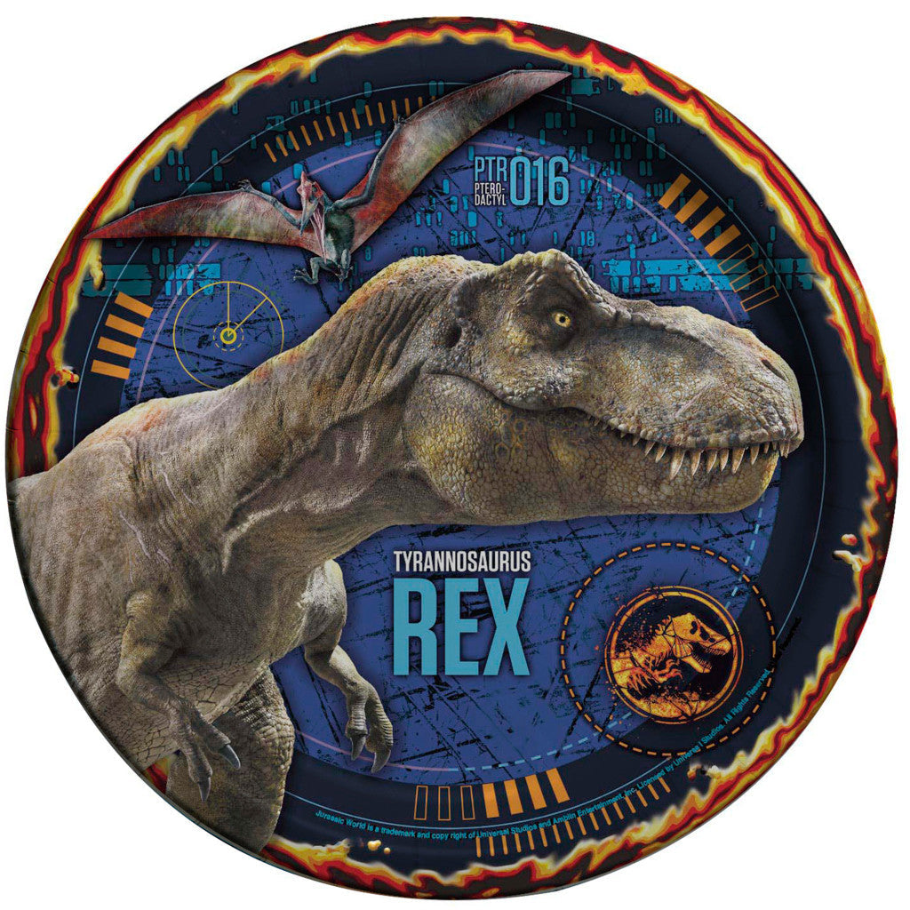 Jurassic World 2 Round 9in Plates, 8ct 