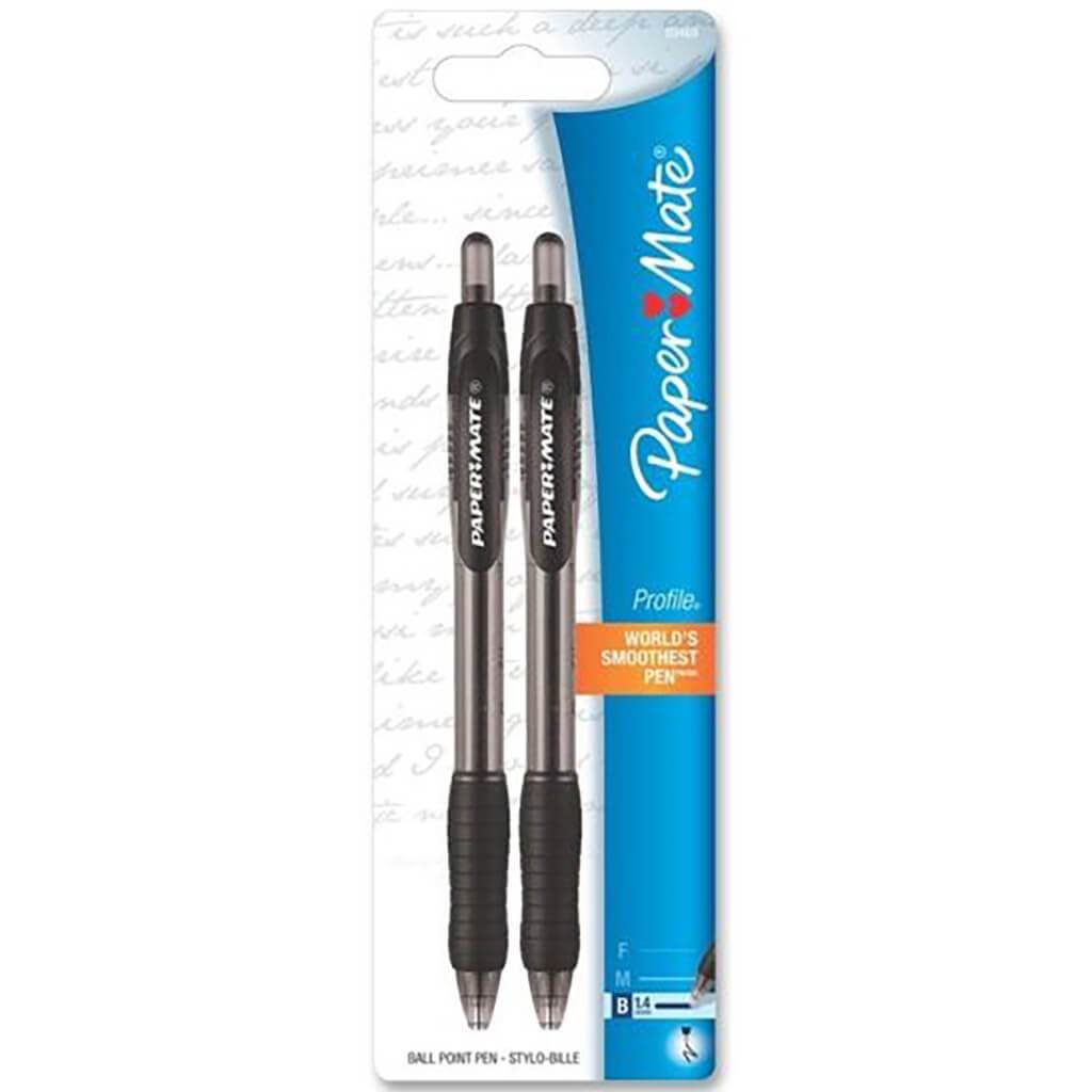 Profile Retractable Ballpoint Pens 2 Black Ink Pens