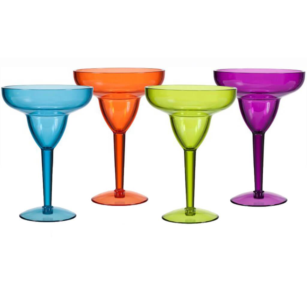 Margarita Glass Set of 4, 12oz Blue, Citrus, Purple, Orange