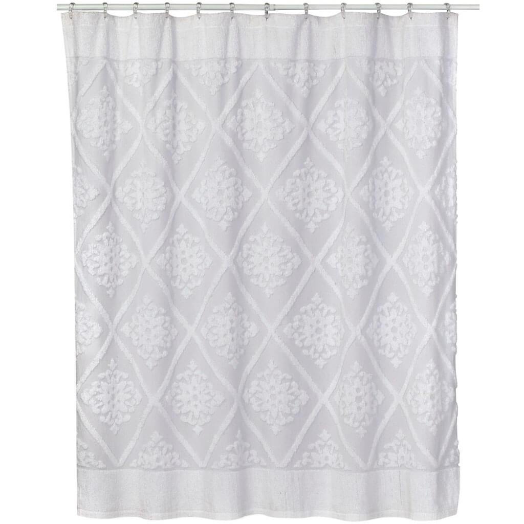 Belle Shower Curtain 100% Cotton, White