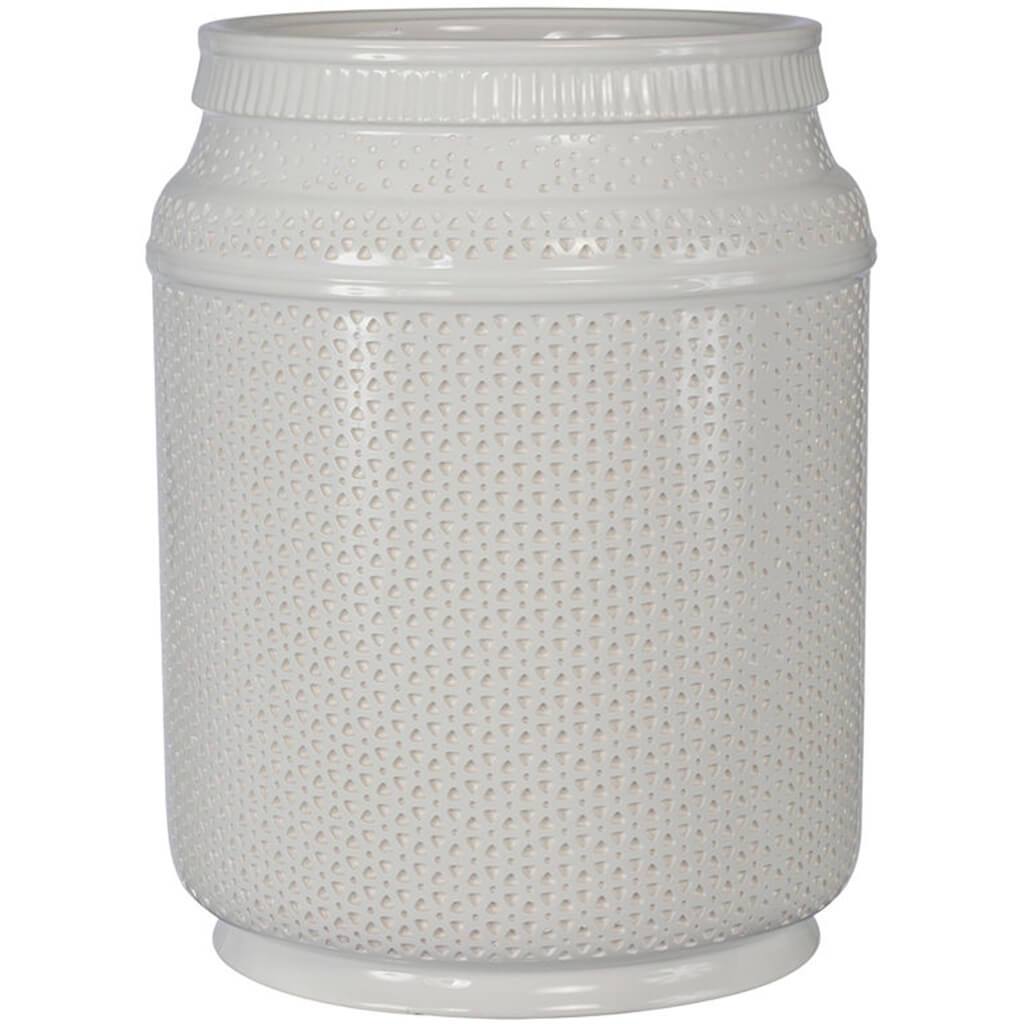 Nomad (Boho)Ceramic Waste Basket, White