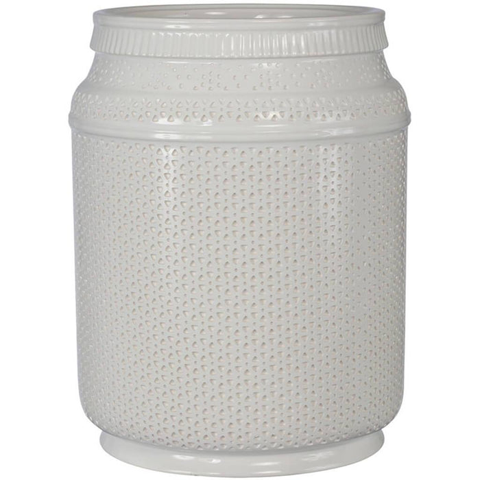 Nomad (Boho)Ceramic Waste Basket, White