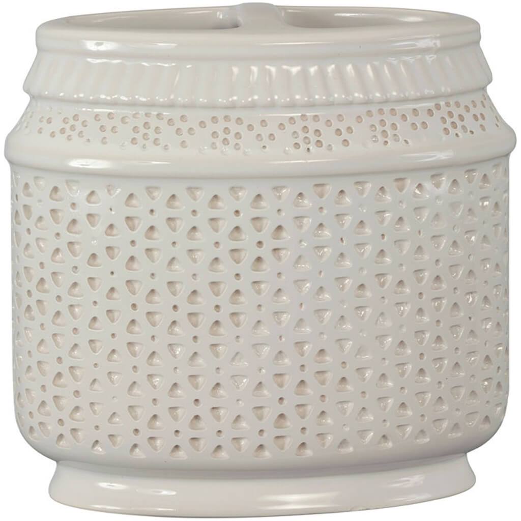 Nomad (Boho) Ceramic Toothbrush Holder, White