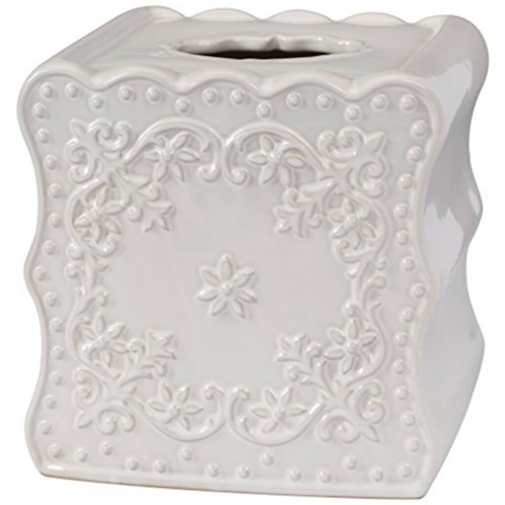 Ruffles Ceramic Tissue Holder, White