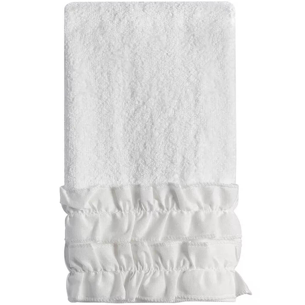 Ruffles Fingertip Towel, White