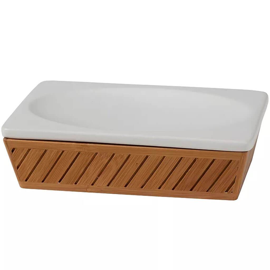 Spa Bamboo Soap Dish, White