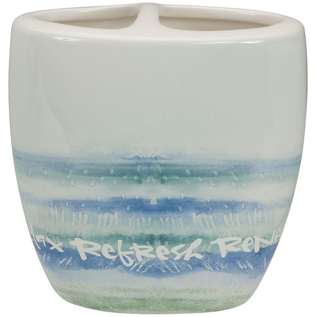 Splash Ceramic Toothbrush Holder, Blue