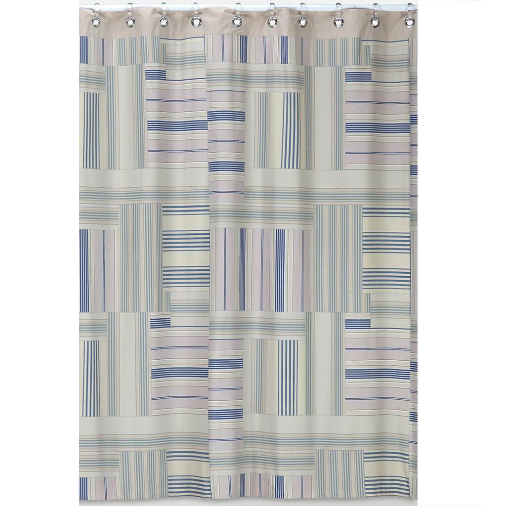 Ticking Stripe Shower Curtain Blue 60% Cotton and 40% Polyester