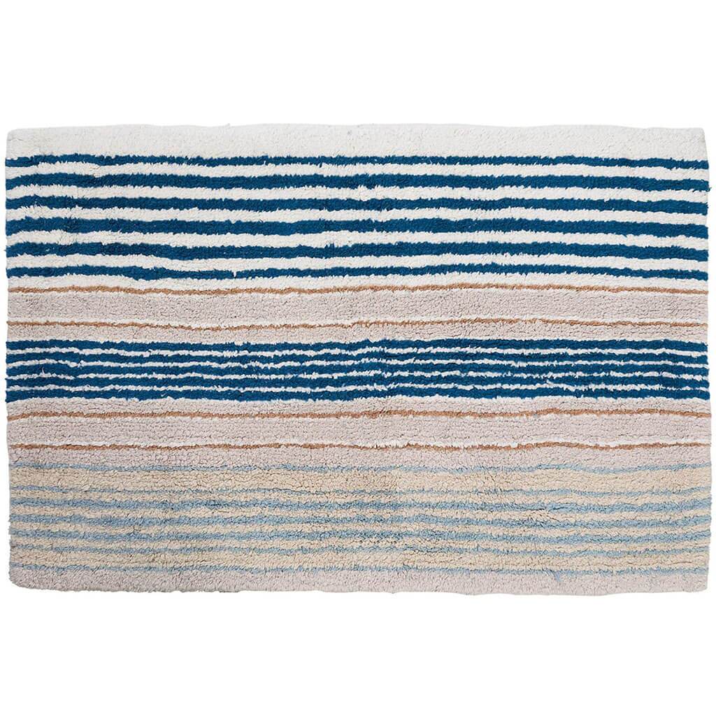 Ticking Stripe Rug Blue 100% Cotton