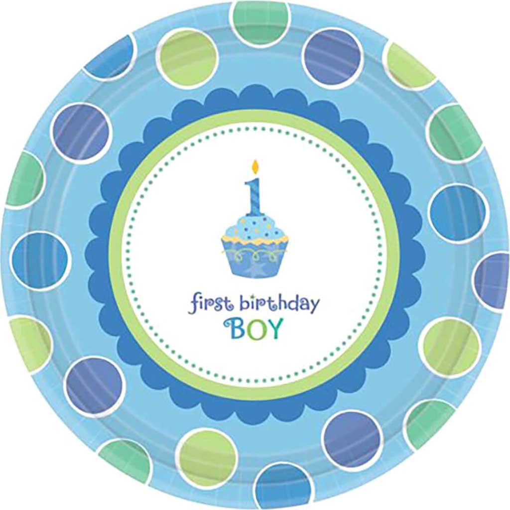 Plates Sweet Cupcake Boy 7in