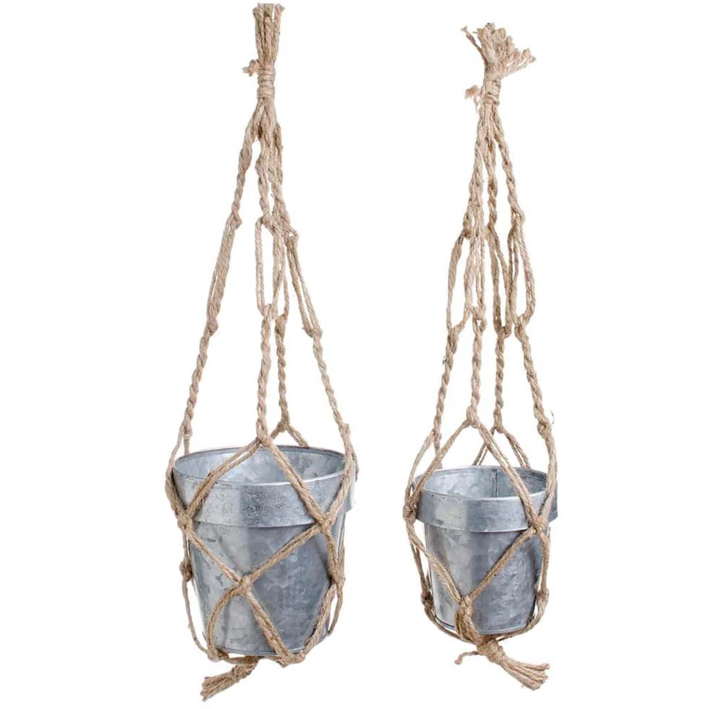 HANGING GALVANIZED POT SET 2 