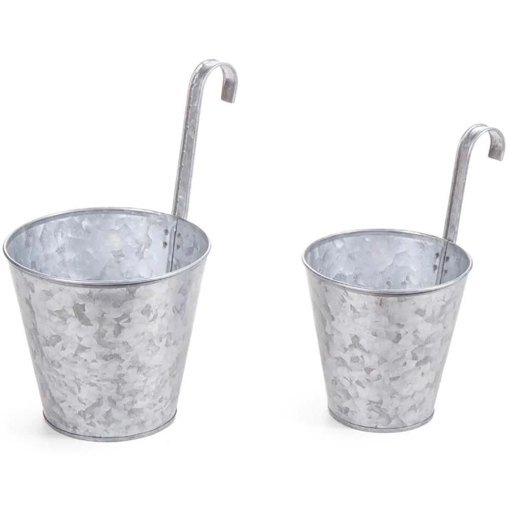 GALVANIZED POT WITH HOOK SET 2 