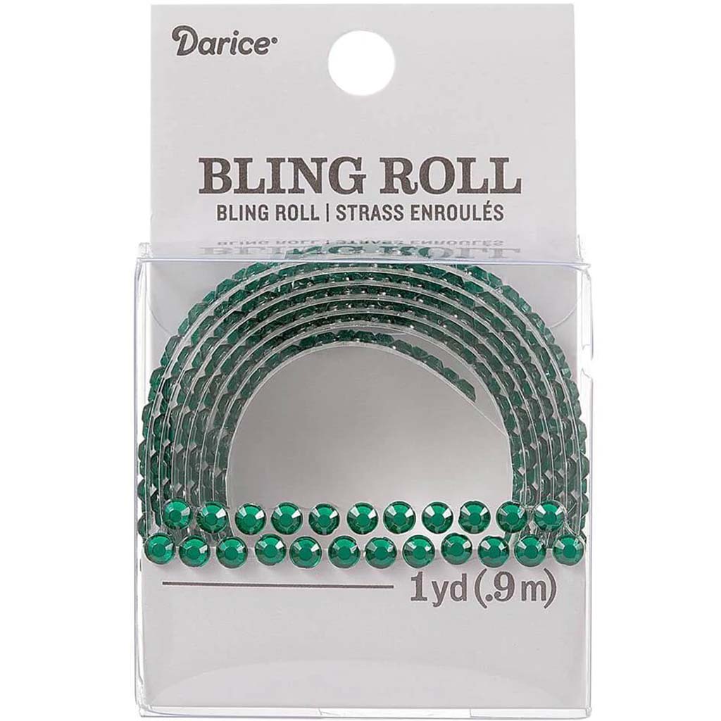 Double Row Dark Green Bling Sticker Roll: 1 Yard 4mm