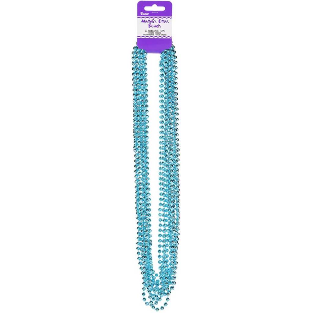 PLASTIC BEAD NECKLAC TURQ 12PC 