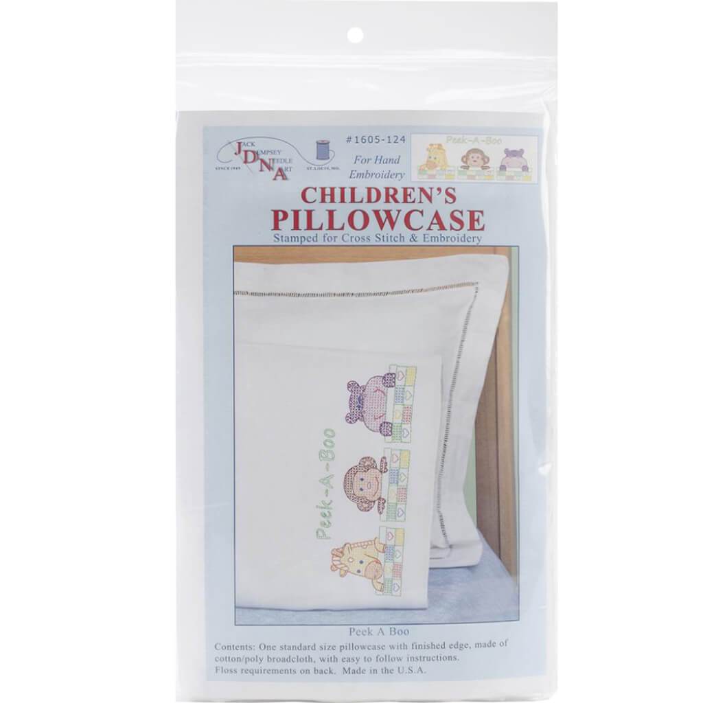 Jack Dempsey Children's Stamped Pillowcase with Perle Edge Peek A Boo