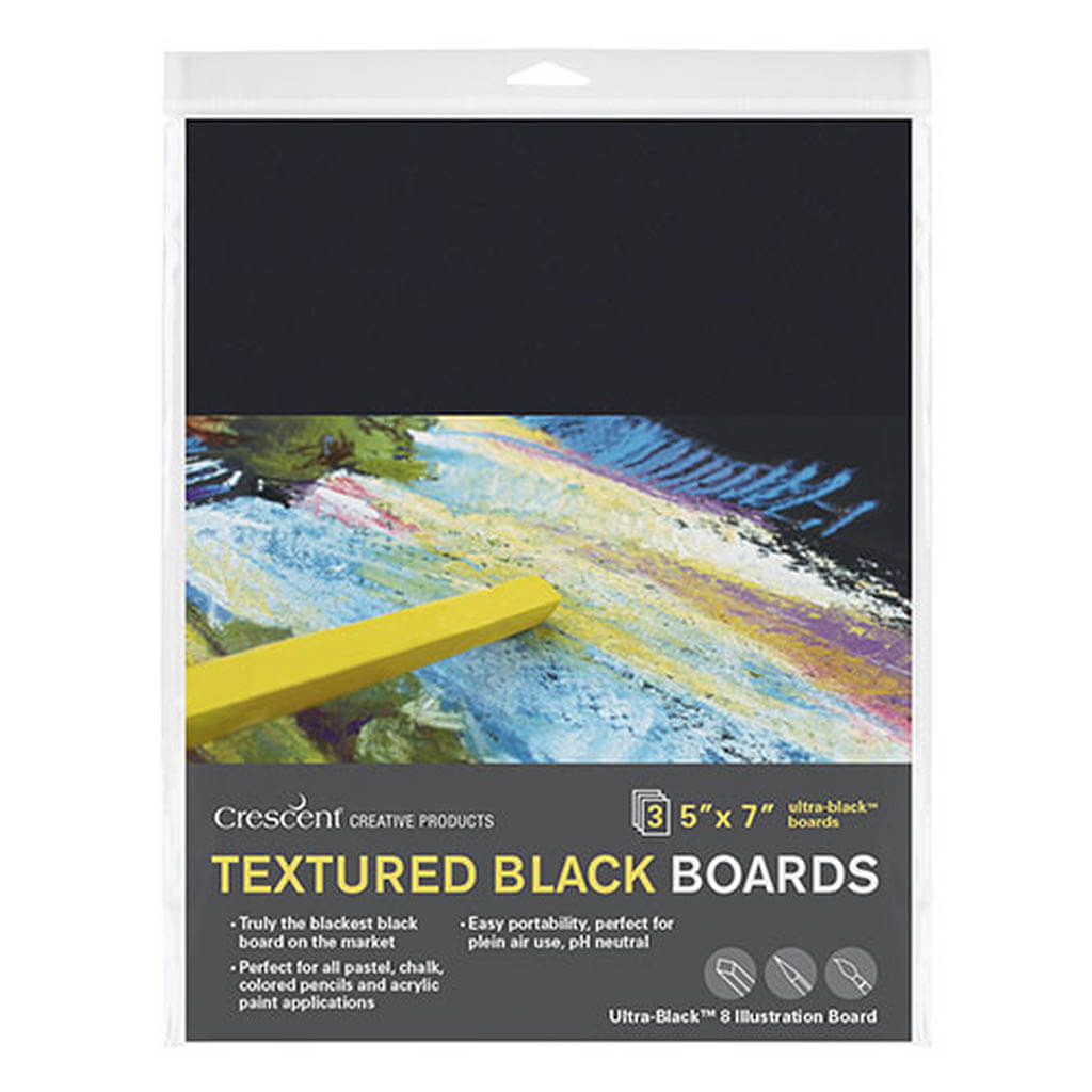 Crescent Textured Art Board 3-Pack 5in x 7in Black