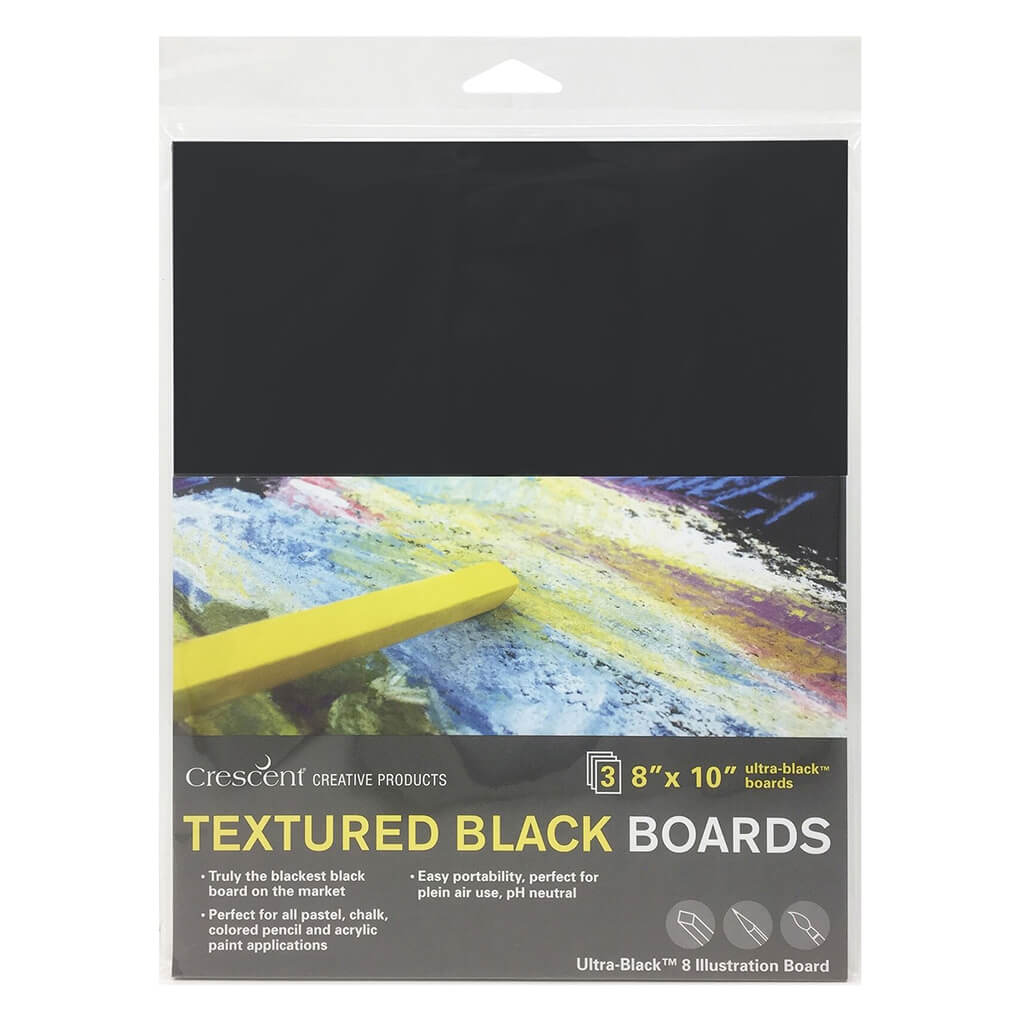 Crescent Textured Art Board 3-Pack 8in x 10in Black