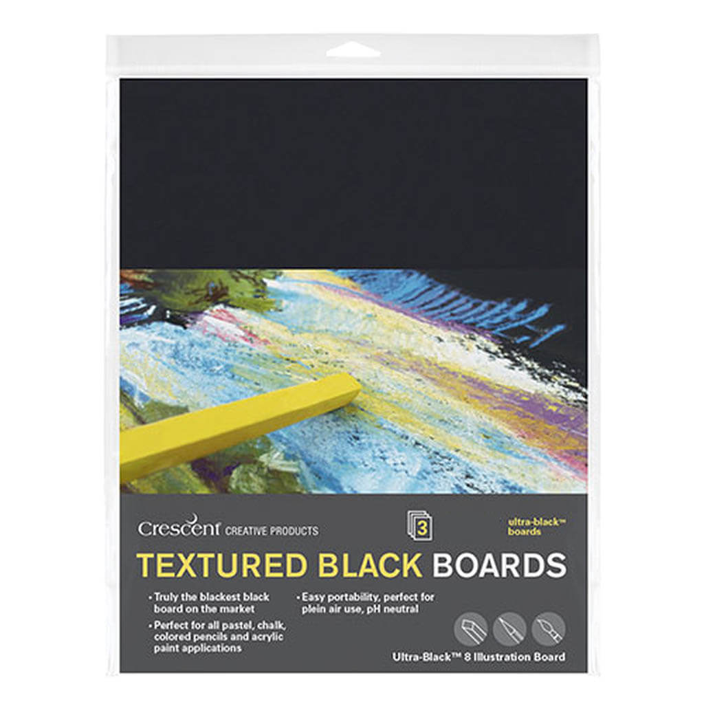 Crescent Textured Art Board 3-Pk 11in x 14in Black