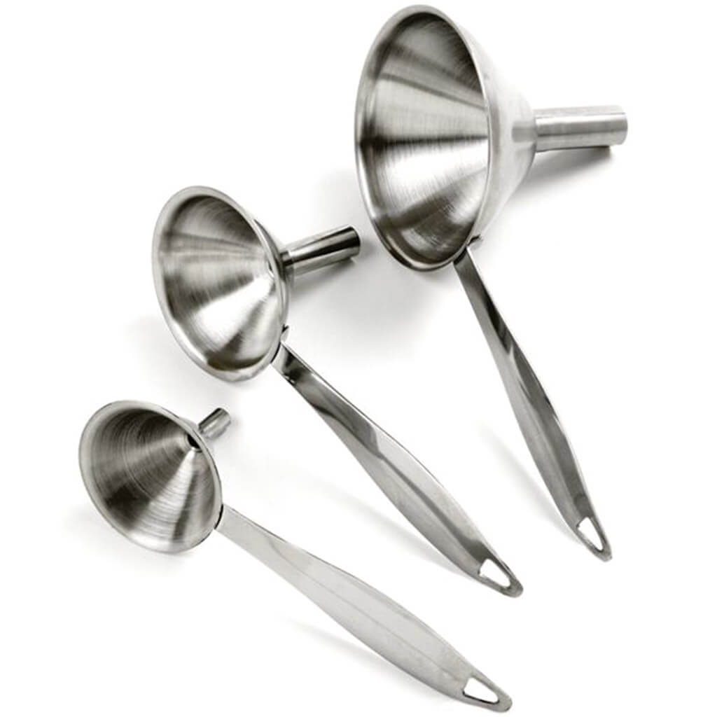 Stainless Steel Funnels with Handles, Set of 3