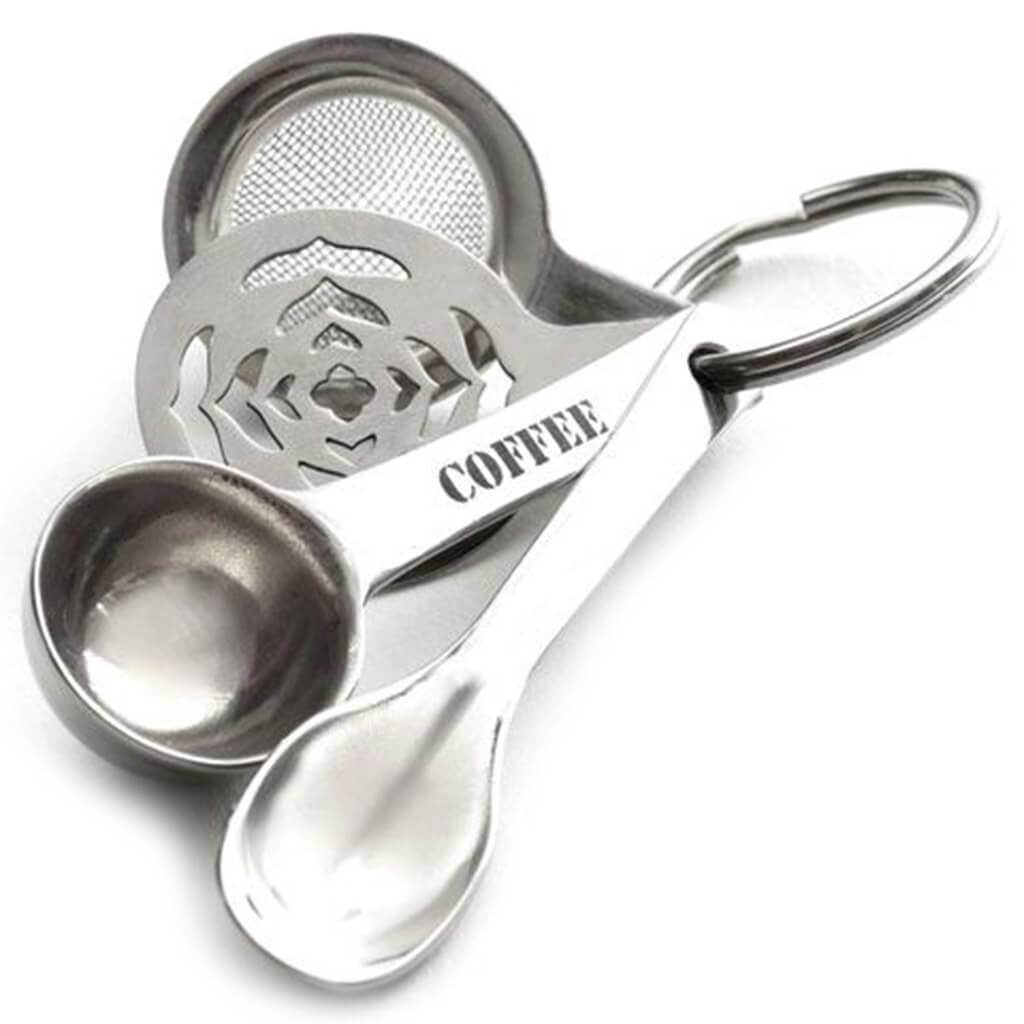 Stainless Steel Mini Coffee Accessories Key Chain, Set of 4