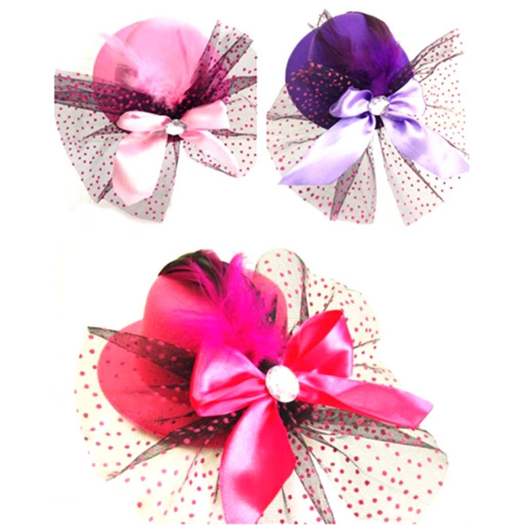 Mini Hat Hair Clip Ribbon with Dot